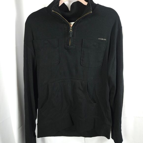 NWOT Five Four Club Mens XL Black Quarter Zip Pullover Mock Neck Cotton Sweater - Picture 1 of 7